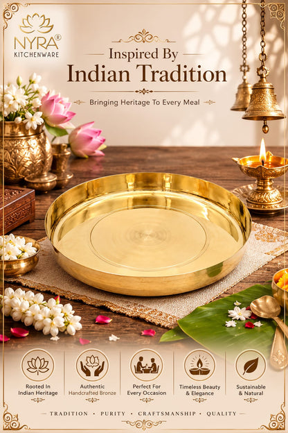 Bronze Handmade Phool Thali | Kansa Handcrafted Traditional Thali – Health-Boosting, Durable, and Elegant Dining Essential |