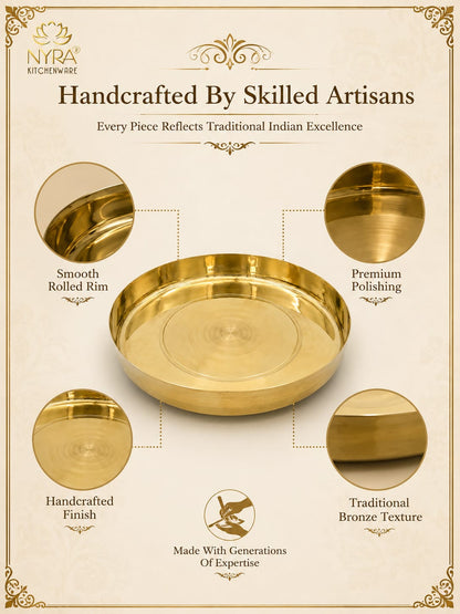 Bronze Handmade Phool Thali | Kansa Handcrafted Traditional Thali – Health-Boosting, Durable, and Elegant Dining Essential |