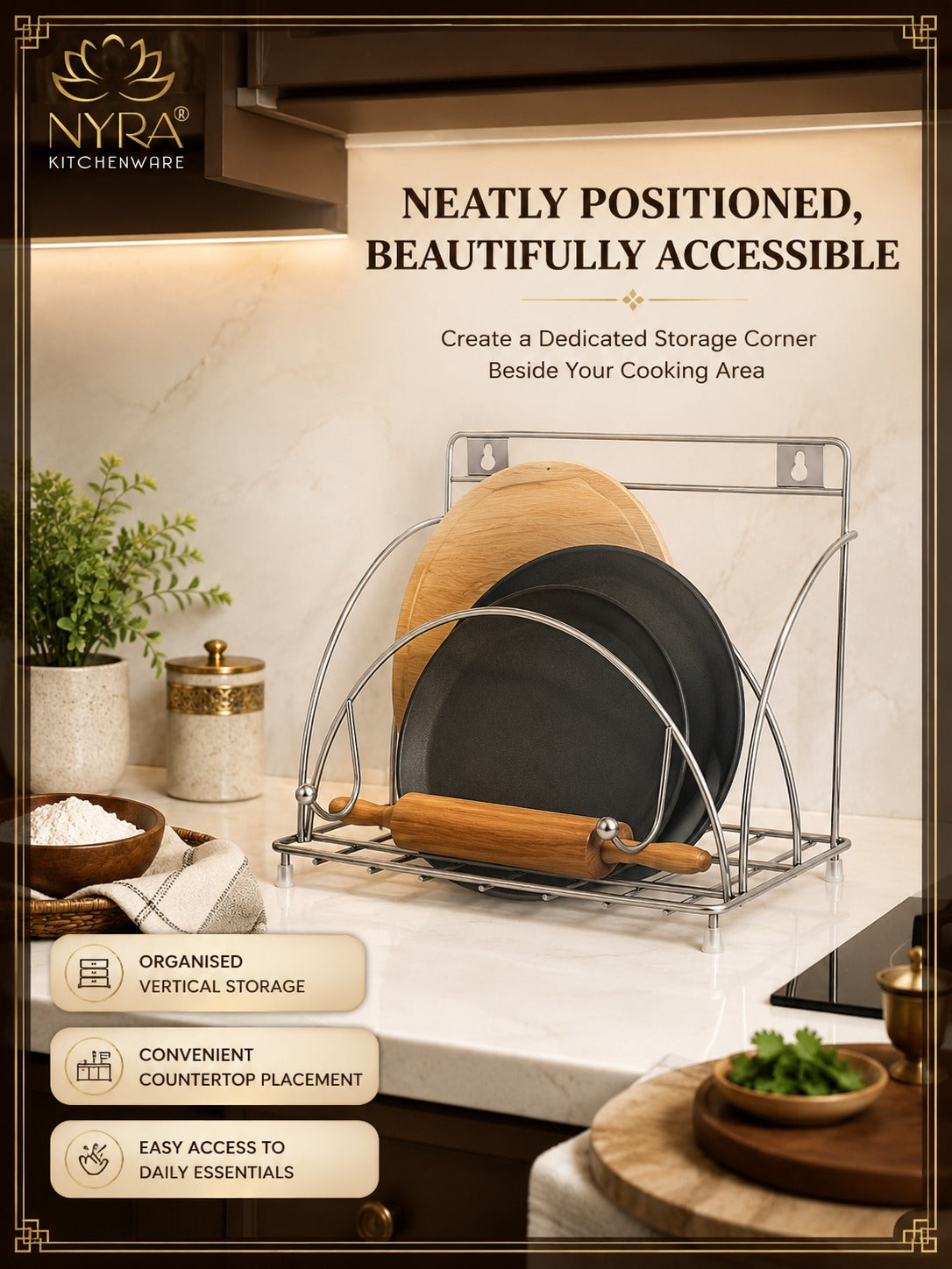 Stainless Steel Chakla/Belan/Tawa Stand