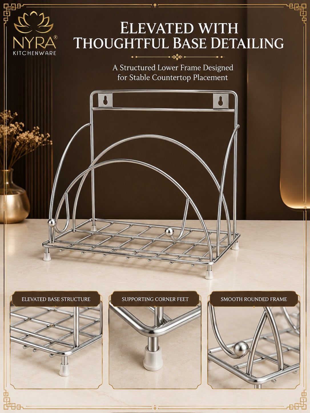 Stainless Steel Chakla/Belan/Tawa Stand