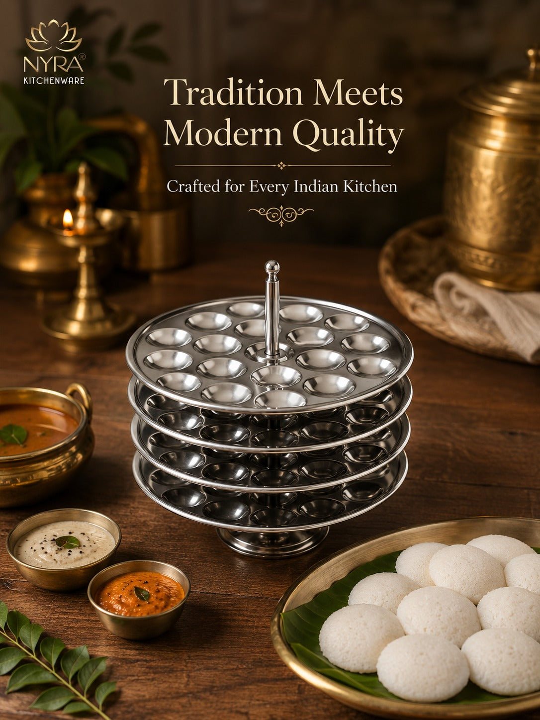 Stainless Steel Mini Idli Stand - 3 & 4 Plates | Makes 45 to 60 Mini Idlis at a time