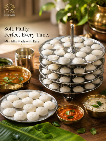 Stainless Steel Mini Idli Stand - 3 & 4 Plates | Makes 45 to 60 Mini Idlis at a time