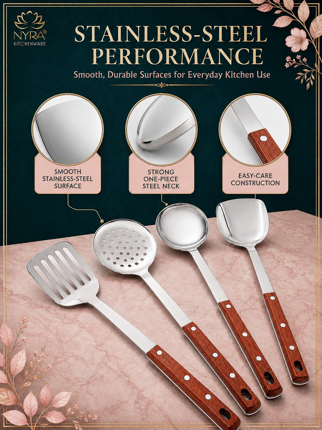 Stainless Steel Kitchen Tool Set for Cooking - Set of 4