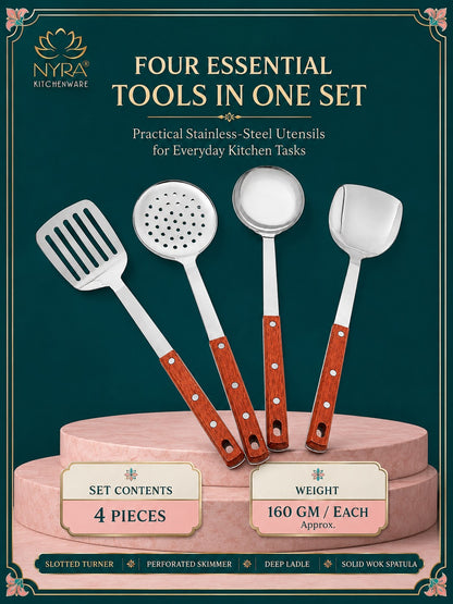 Stainless Steel Kitchen Tool Set for Cooking - Set of 4