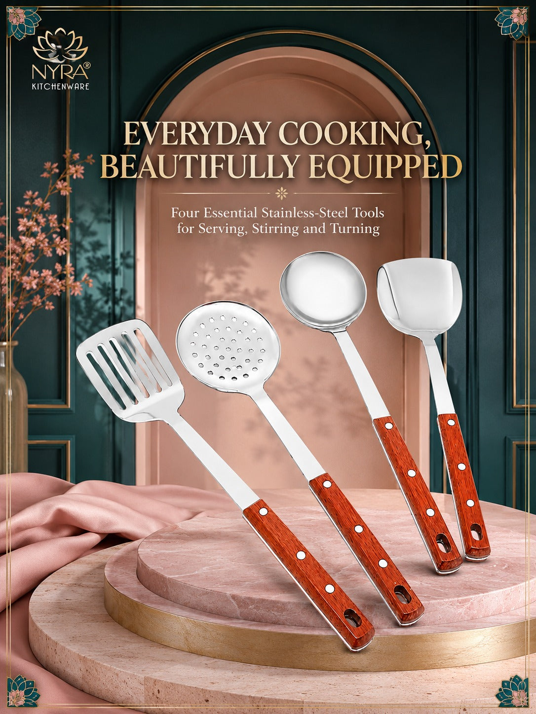 Stainless Steel Kitchen Tool Set for Cooking - Set of 4
