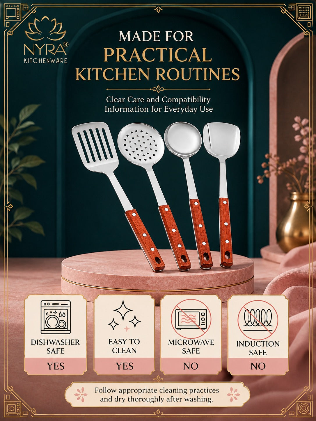 Stainless Steel Kitchen Tool Set for Cooking - Set of 4