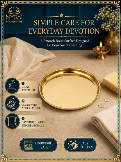 Pure Brass Pooja Thali | Semi-Handmade Pital Aarti Plate for Worship