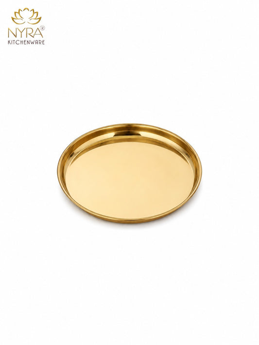 Pure Brass Pooja Thali | Semi-Handmade Pital Aarti Plate for Worship