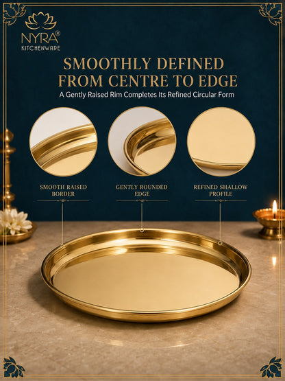 Pure Brass Pooja Thali | Semi-Handmade Pital Aarti Plate for Worship