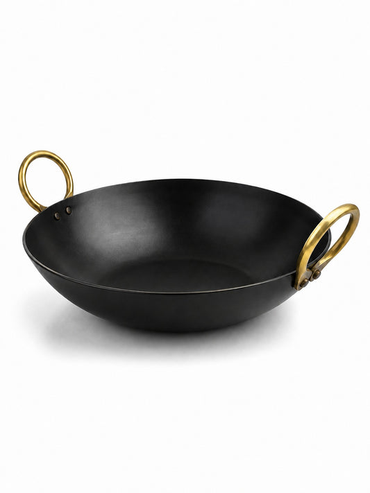 Pure Traditional Black Iron Kadhai | Induction Wok - 3 Sizes