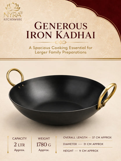 Pure Traditional Black Iron Kadhai | Induction Wok - 3 Sizes