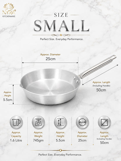 Aluminium Fry Pan with Stainless Steel Handle - for Cooking and Frying