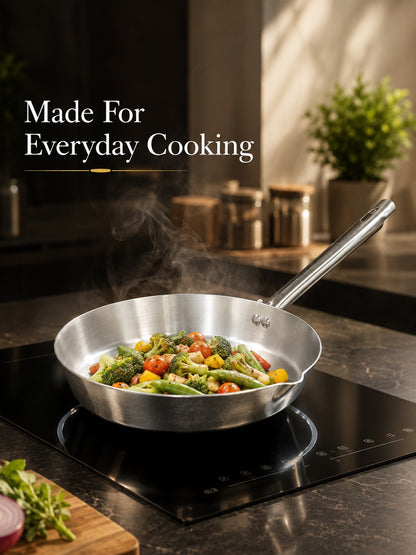 Aluminium Fry Pan with Stainless Steel Handle - for Cooking and Frying