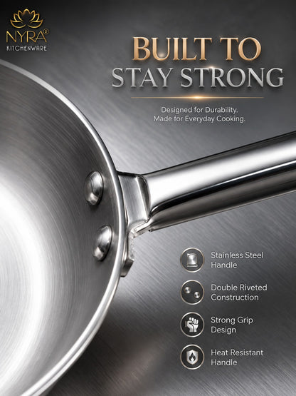 Aluminium Fry Pan with Stainless Steel Handle - for Cooking and Frying