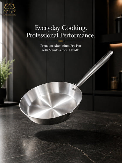 Aluminium Fry Pan with Stainless Steel Handle - for Cooking and Frying