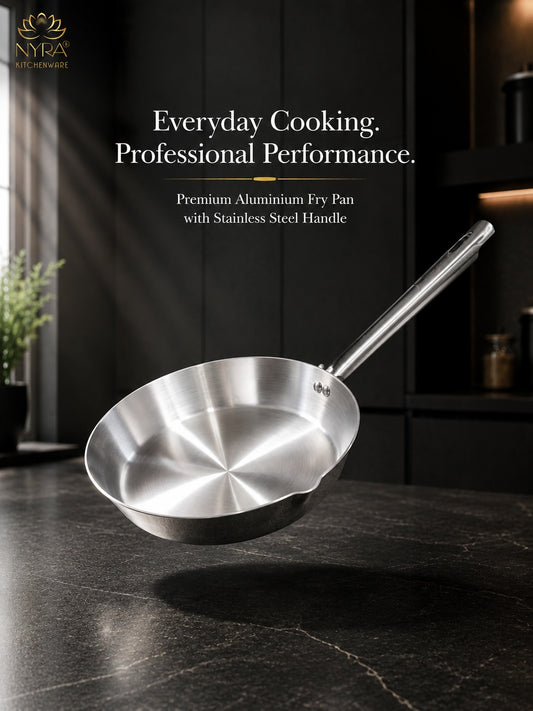 Aluminium Fry Pan with Stainless Steel Handle - for Cooking and Frying