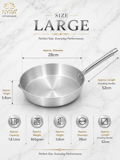 Aluminium Fry Pan with Stainless Steel Handle - for Cooking and Frying