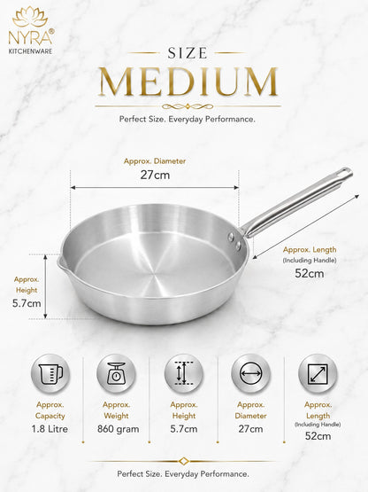 Aluminium Fry Pan with Stainless Steel Handle - for Cooking and Frying