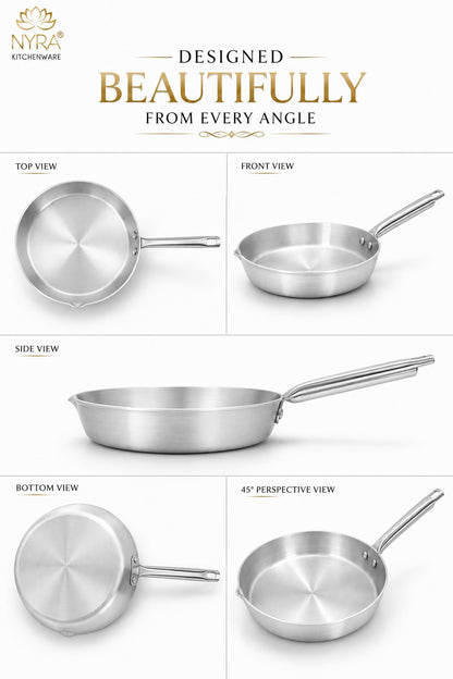 Aluminium Fry Pan with Stainless Steel Handle - for Cooking and Frying
