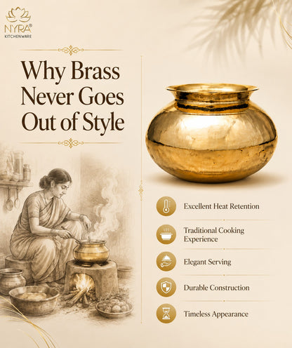 Pure Brass Handi (Peetal Pot) with Smooth Finish | Elegant Serving & Cooking Vessel
