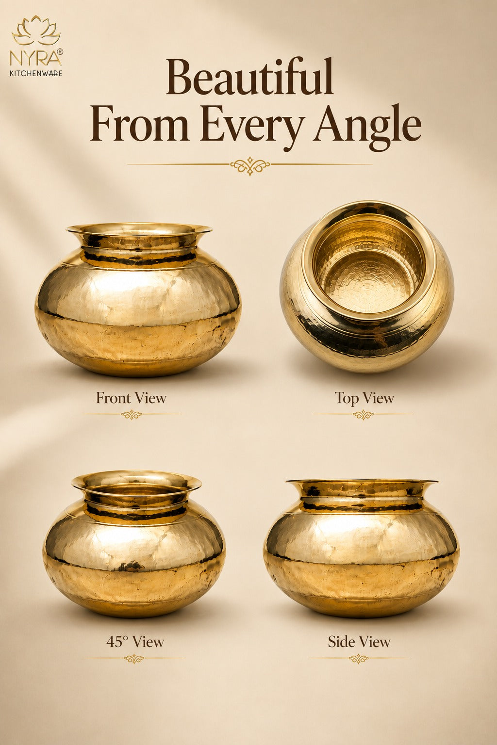 Pure Brass Handi (Peetal Pot) with Smooth Finish | Elegant Serving & Cooking Vessel