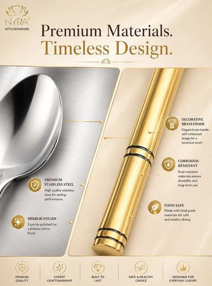 Stainless Steel Brass Traditional Cutlery Set of 15 Pcs