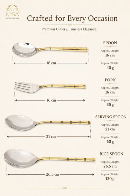 Stainless Steel Brass Traditional Cutlery Set of 15 Pcs