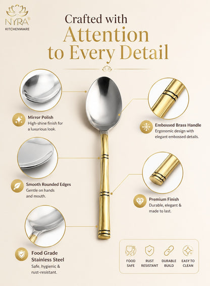 Stainless Steel Brass Traditional Cutlery Set of 15 Pcs