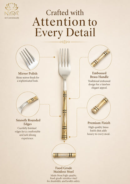 Stainless Steel Brass Traditional Cutlery Set of 15 Pcs