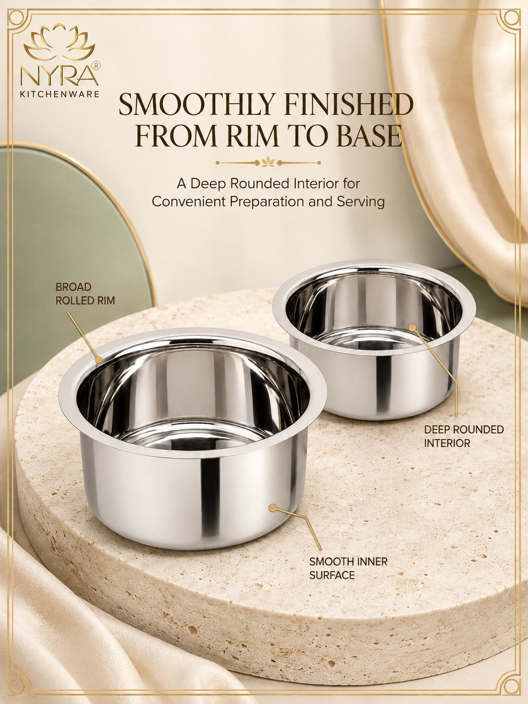 Induction Compatible Stainless Steel Tope Set (2 Pcs) | Heavy Gauge Flat Bottom