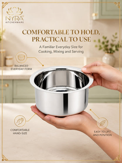 Induction Compatible Stainless Steel Tope Set (2 Pcs) | Heavy Gauge Flat Bottom