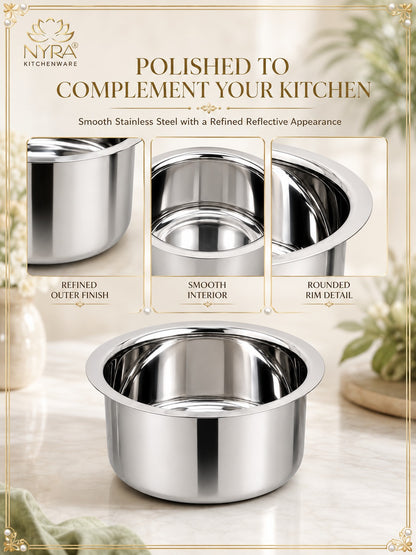 Induction Compatible Stainless Steel Tope Set (2 Pcs) | Heavy Gauge Flat Bottom