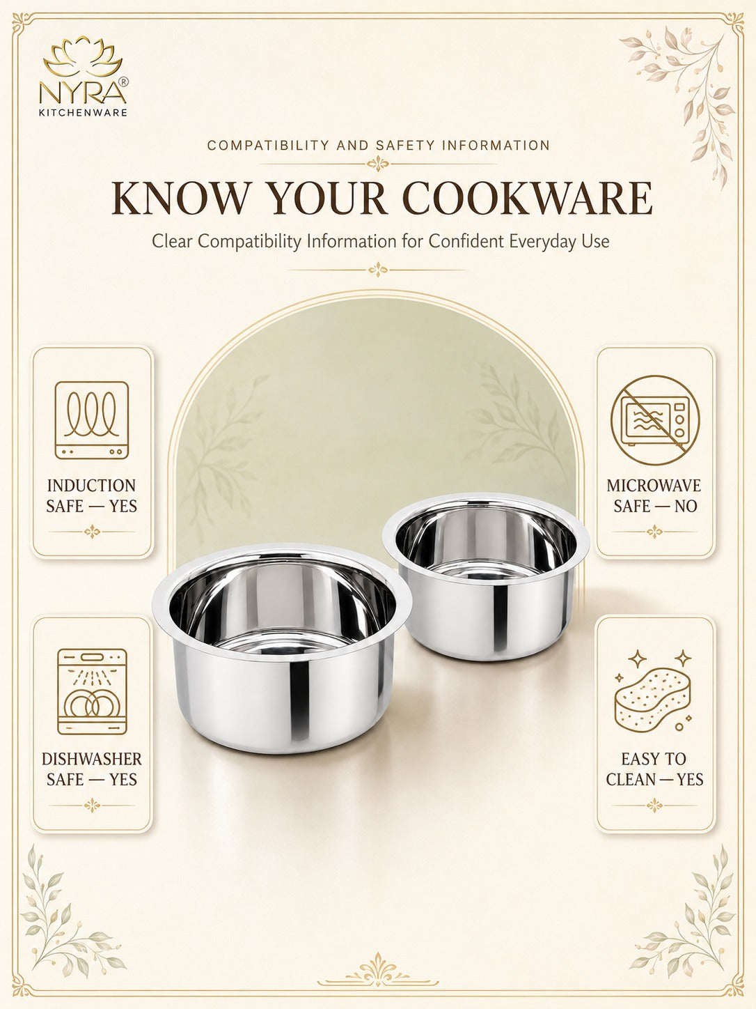 Induction Compatible Stainless Steel Tope Set (2 Pcs) | Heavy Gauge Flat Bottom