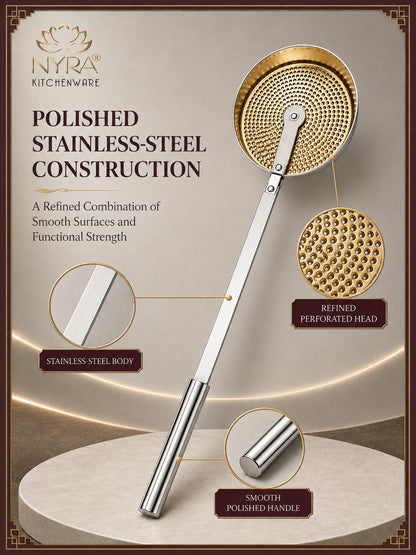 Stainless Steel Deep Fry Skimmer / Jhara | Long Handle Wire Strainer for Frying