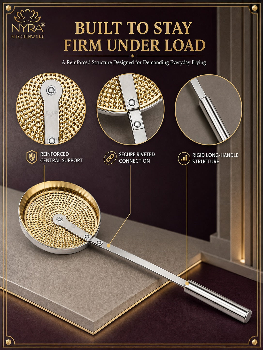 Stainless Steel Deep Fry Skimmer / Jhara | Long Handle Wire Strainer for Frying