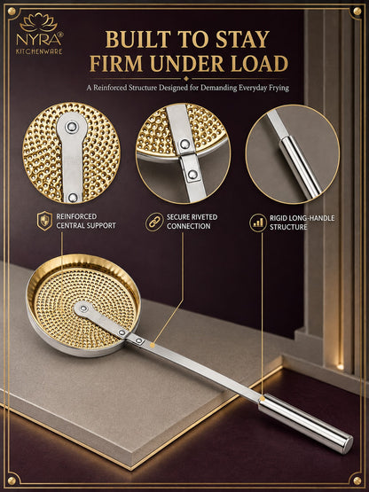 Stainless Steel Deep Fry Skimmer / Jhara | Long Handle Wire Strainer for Frying