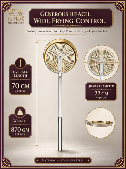 Stainless Steel Deep Fry Skimmer / Jhara | Long Handle Wire Strainer for Frying