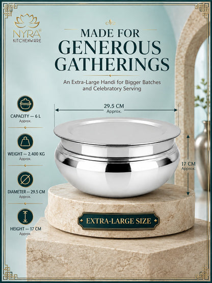 Aluminum Handi with Lid - Glossy Finish Cooking Pot - 4 Sizes