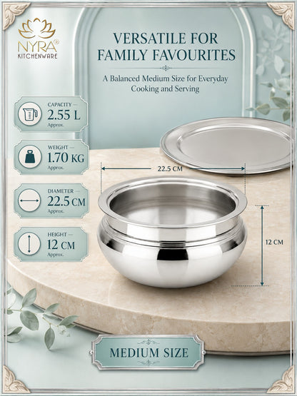 Aluminum Handi with Lid - Glossy Finish Cooking Pot - 4 Sizes