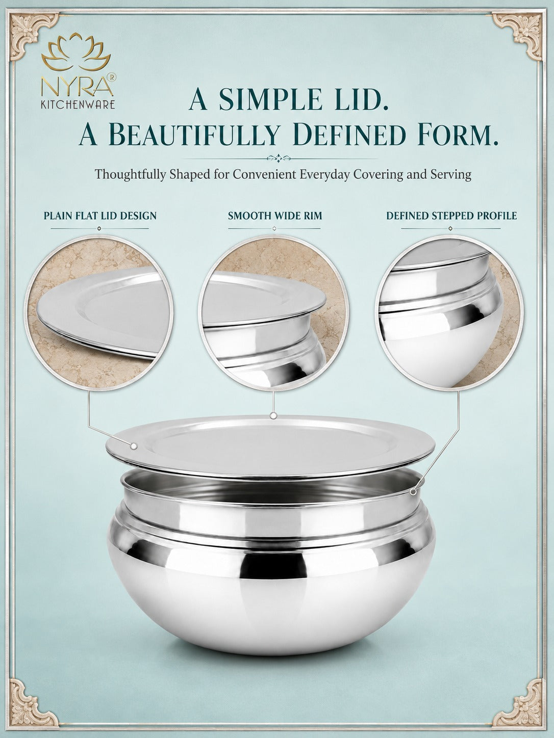 Aluminum Handi with Lid - Glossy Finish Cooking Pot - 4 Sizes