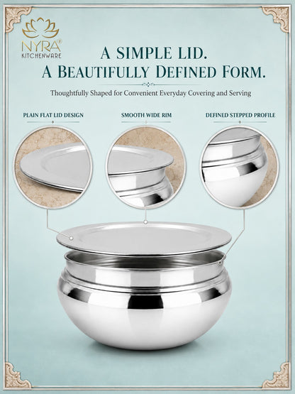 Aluminum Handi with Lid - Glossy Finish Cooking Pot - 4 Sizes