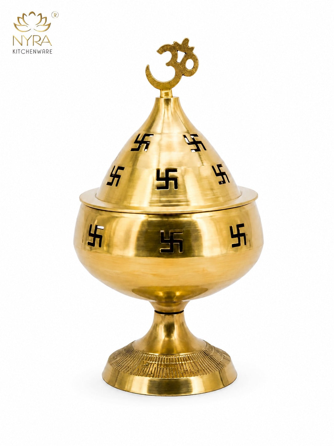 Pure Brass/Peetal Swastik Diya for Puja - 3 sizes