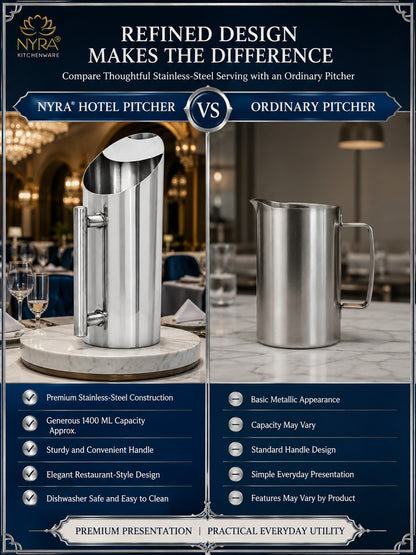 Premium Stainless Steel Hotel Pitcher | Elegant Water Jug with Sturdy Handle