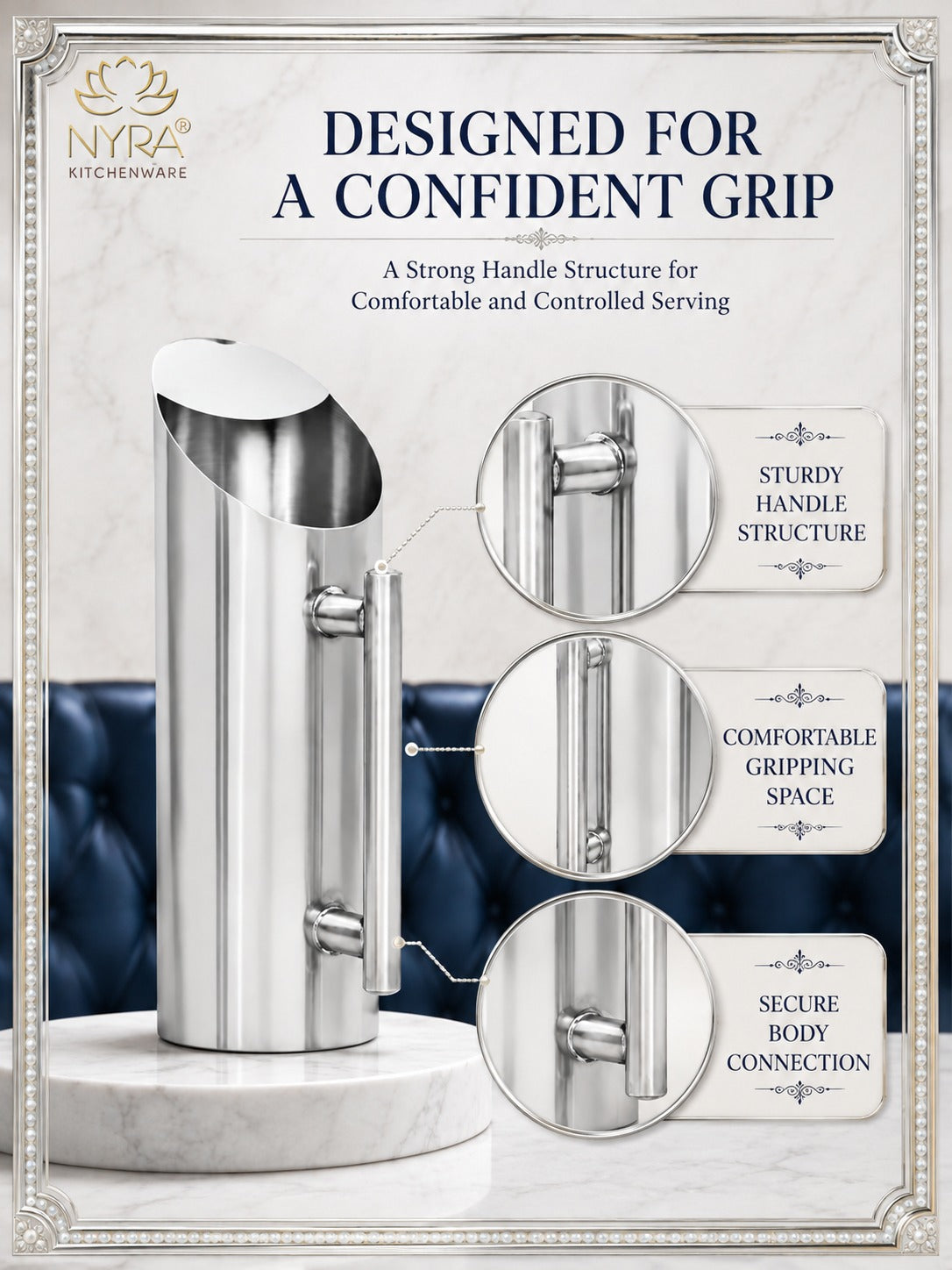 Premium Stainless Steel Hotel Pitcher | Elegant Water Jug with Sturdy Handle