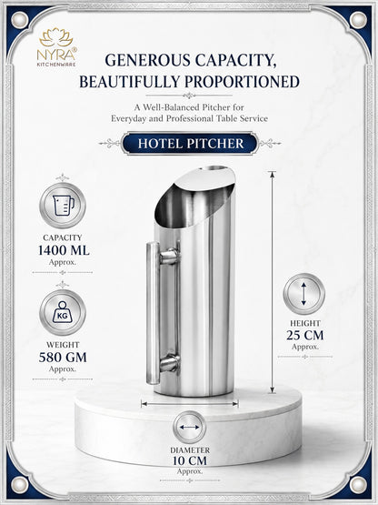 Premium Stainless Steel Hotel Pitcher | Elegant Water Jug with Sturdy Handle