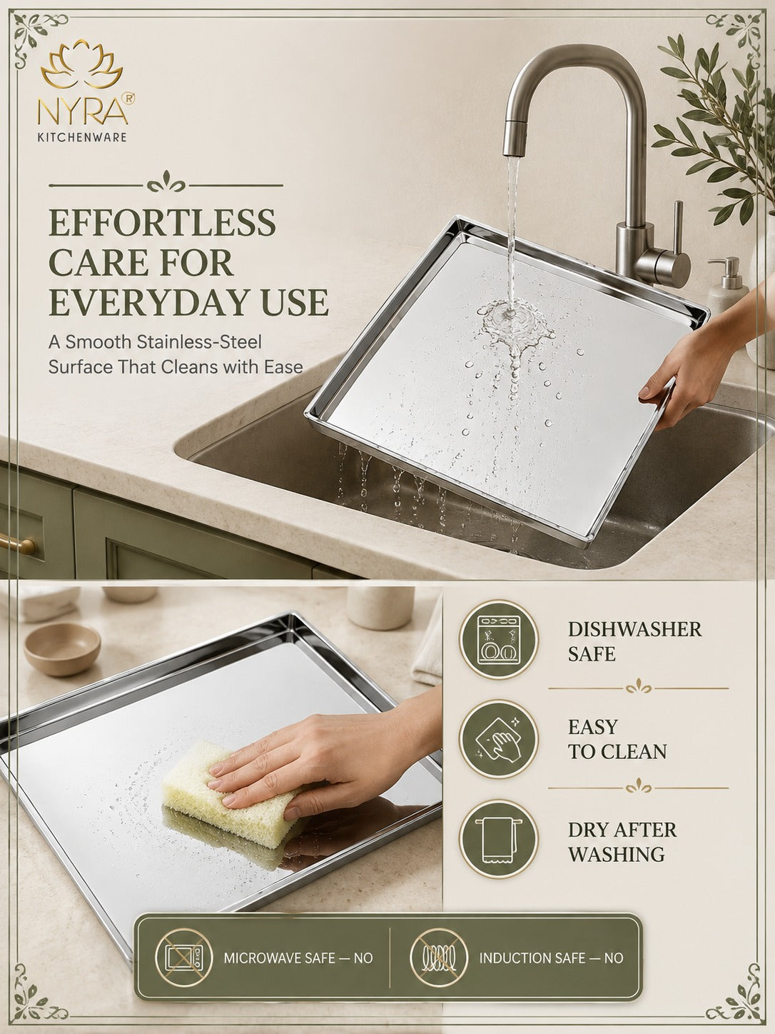 Stainless Steel Storing & Serving Tray for Sweet & Snacks – Durable, Rust-Resistant, Multipurpose Food Platter