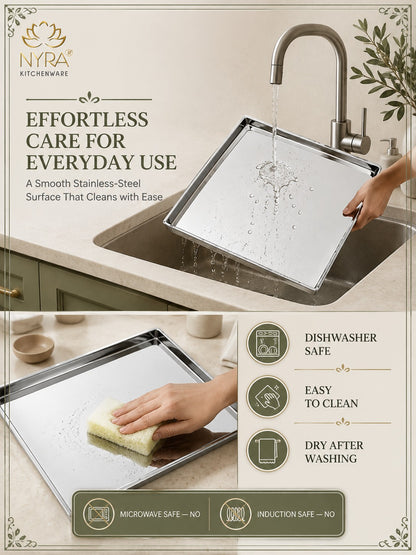 Stainless Steel Storing & Serving Tray for Sweet & Snacks – Durable, Rust-Resistant, Multipurpose Food Platter