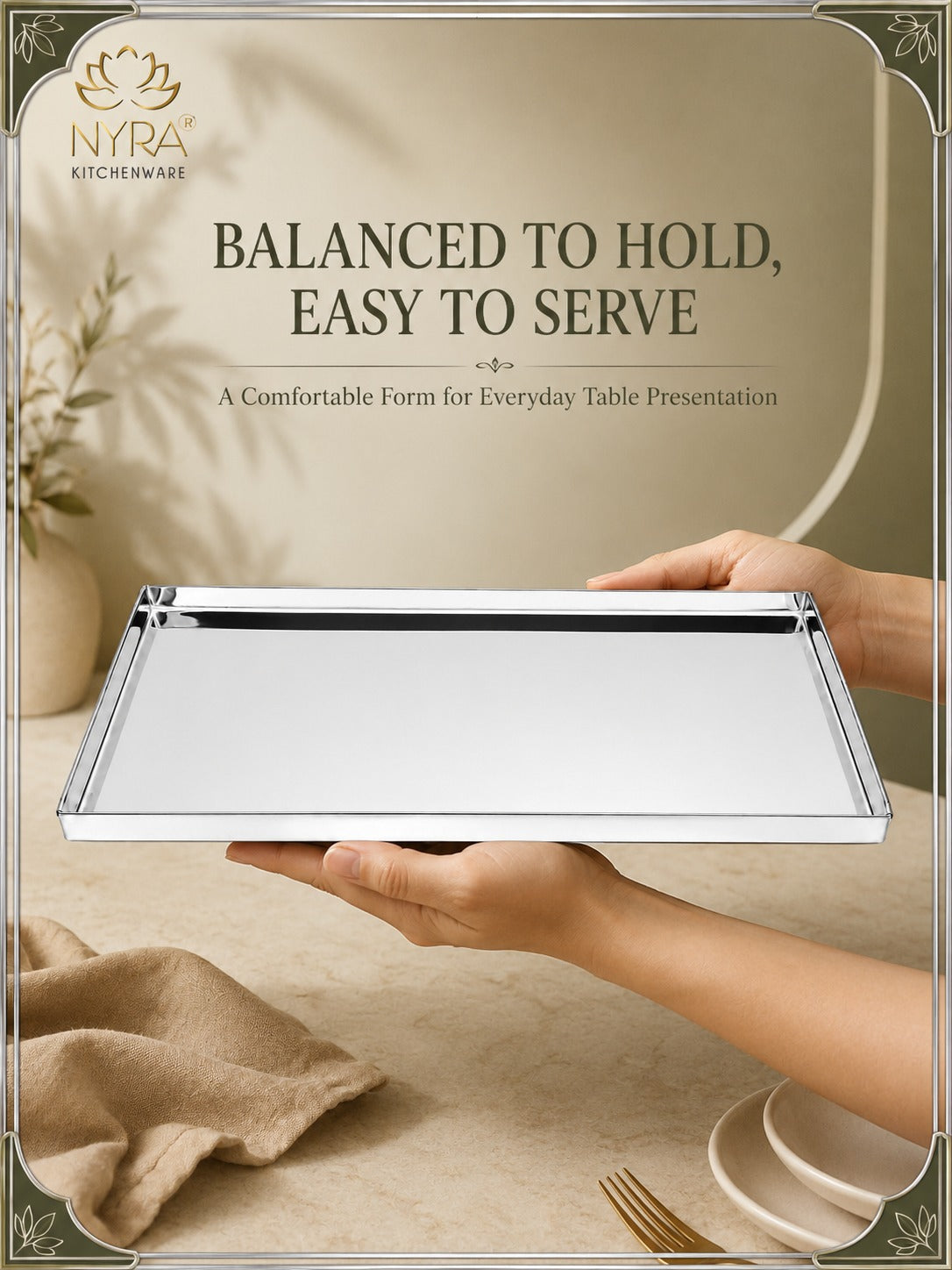Stainless Steel Storing & Serving Tray for Sweet & Snacks – Durable, Rust-Resistant, Multipurpose Food Platter