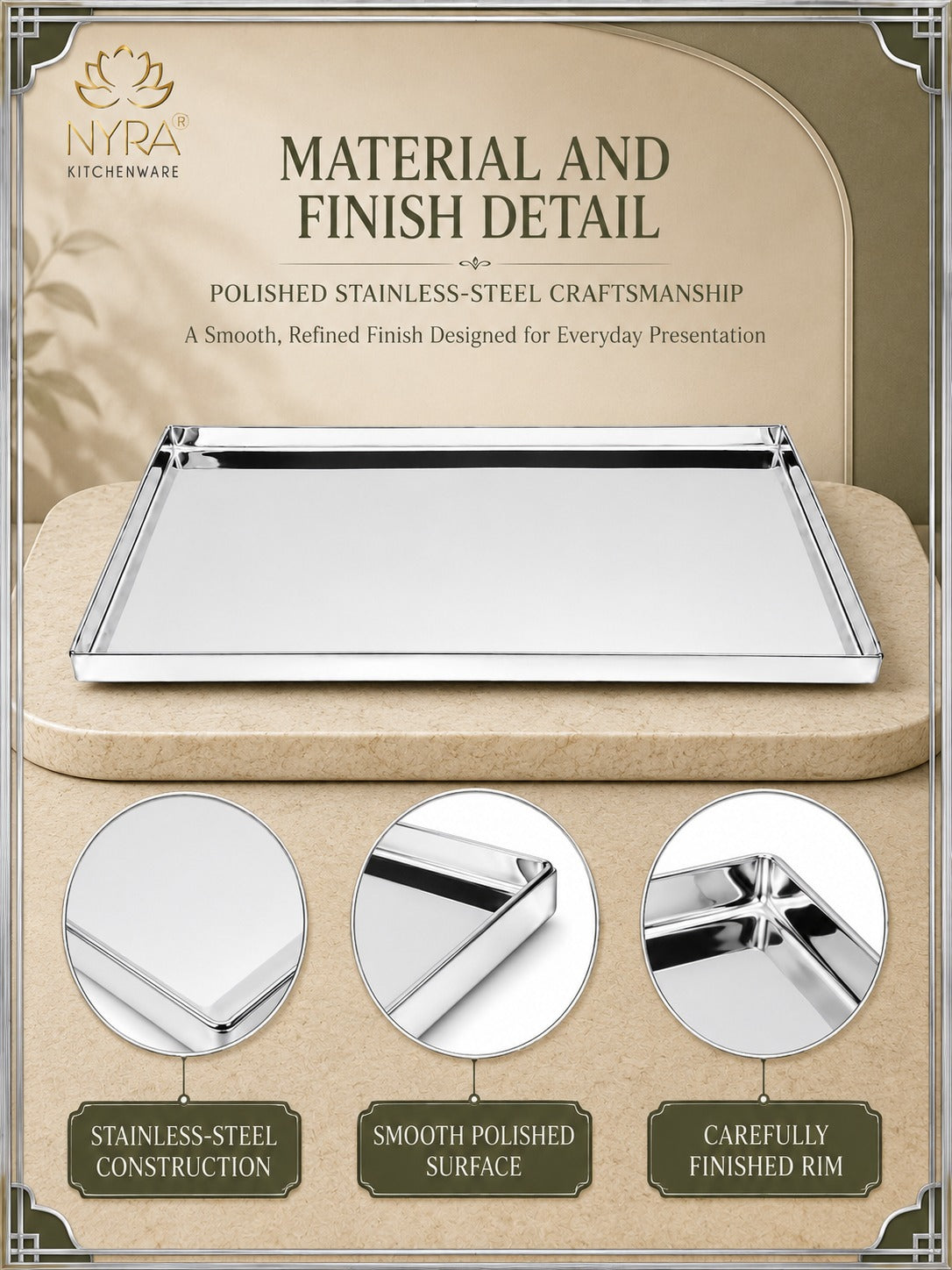 Stainless Steel Storing & Serving Tray for Sweet & Snacks – Durable, Rust-Resistant, Multipurpose Food Platter