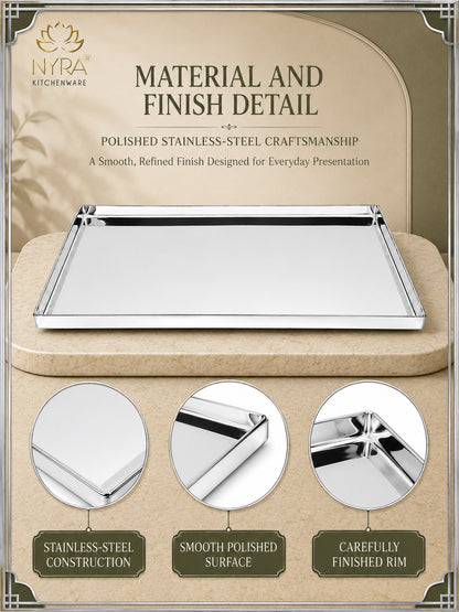 Stainless Steel Storing & Serving Tray for Sweet & Snacks – Durable, Rust-Resistant, Multipurpose Food Platter